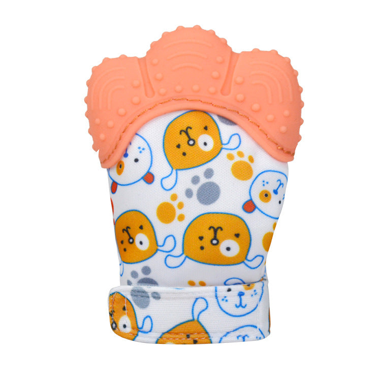 A Silicone molar gloves Food grade Baby imitation finger molar stick Hand guard Sound toy