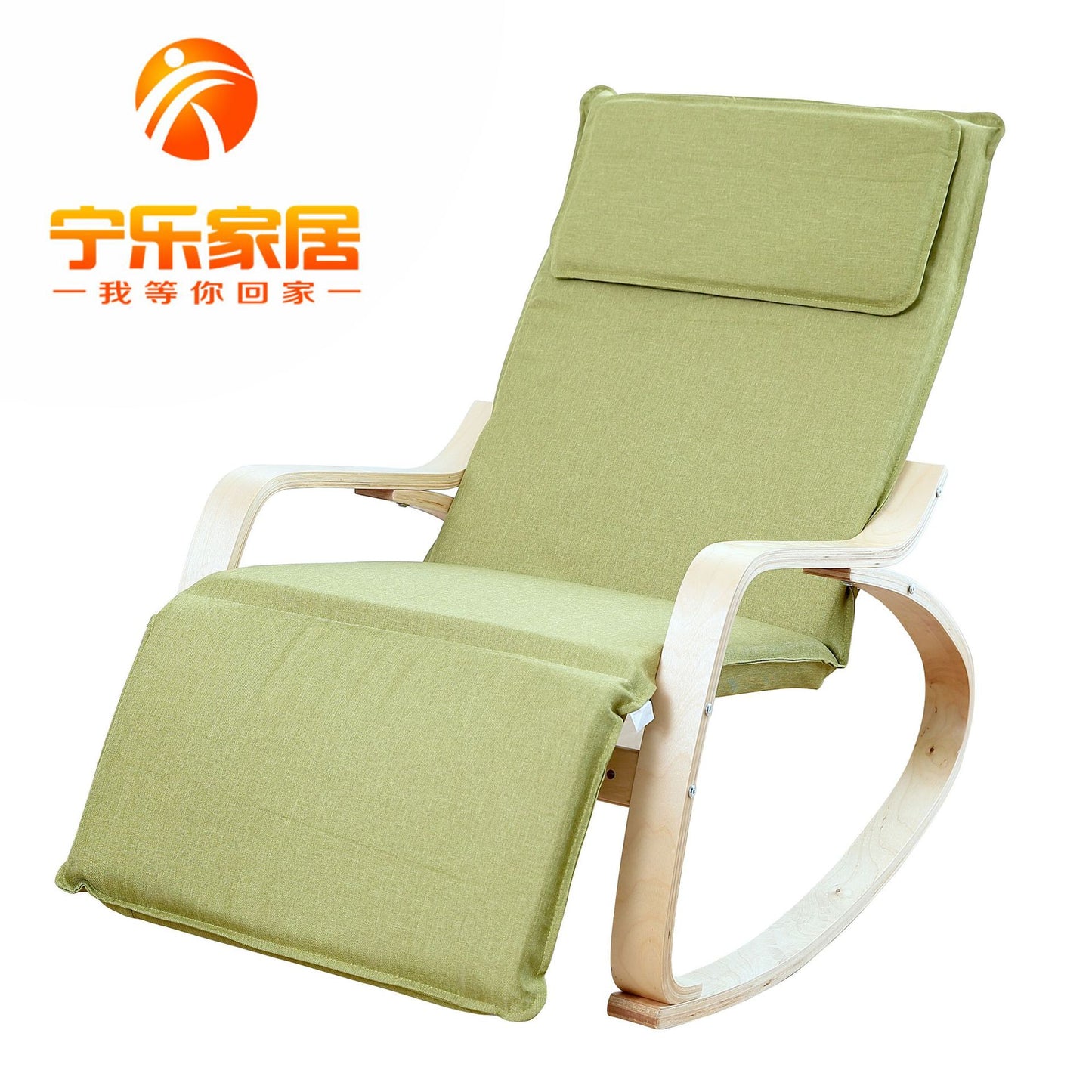 A Solid wood curved wooden rocking chair Lazy sofa Nordic lazy boon rocking chair recliner balcony living room nap adult