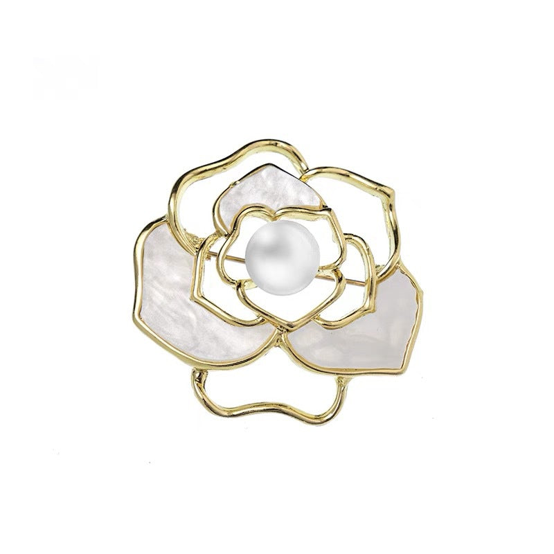 A high-end camellia brooch high-end sense niche pearl pin women's suit small fragrant corsage accessories wholesale jewelry - Mixbatch