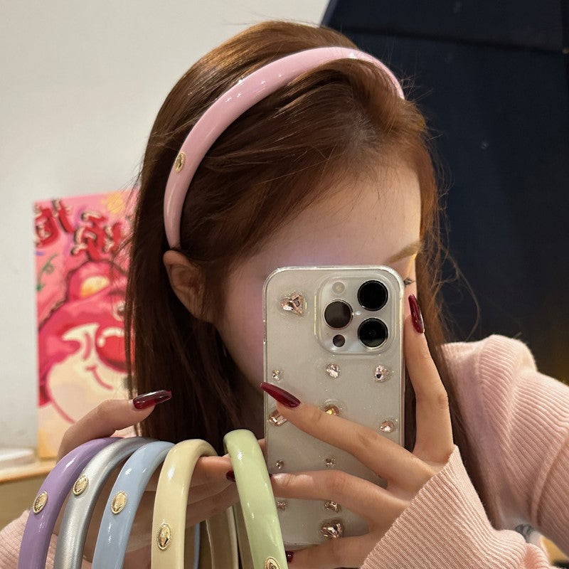 A retro gold label colored headband women's high sense exquisite versatile high cranial top face wash headdress