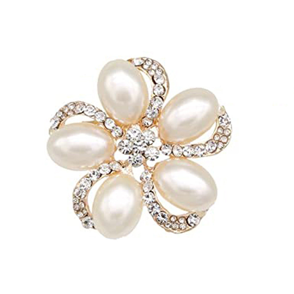 A Cross-border hot-selling Korean version of pearl brooch, high-end diamond-encrusted flower pin, anti-light brooch clothing accessories - Mixbatch