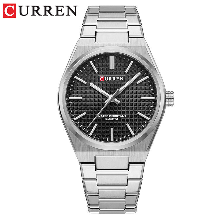 A 8439 Steel Strap Watch Simple Calendar Large Dial Business Watch Waterproof Boys Fashion