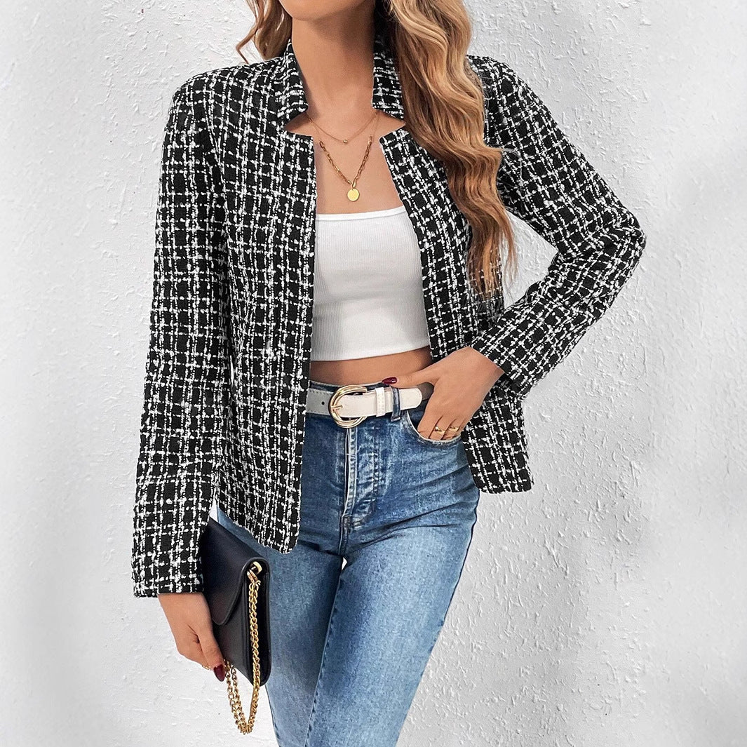 A Autumn European and American foreign trade cross-border women's cardigan slim-fitting small fragrant temperament office small blazer women