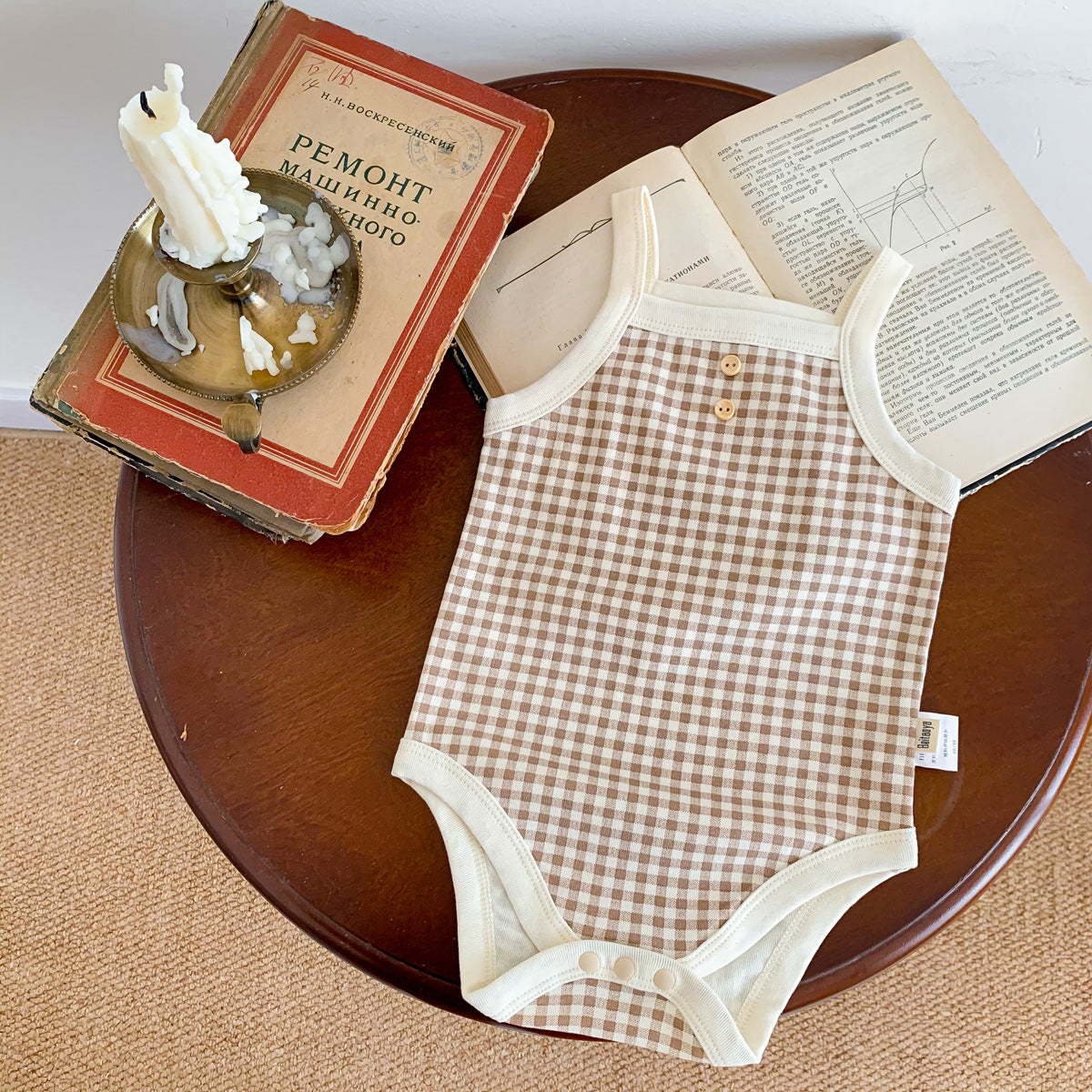 A baby summer camisole, fart jacket, ins, baby sleeveless, soft plaid hayi, one-piece climbing suit - Mixbatch