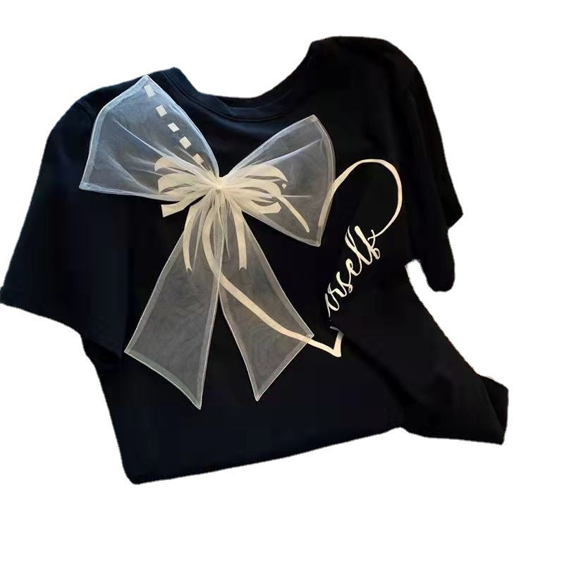 A Black Short Sleeve T-Shirt Women's Summer - Mixbatch