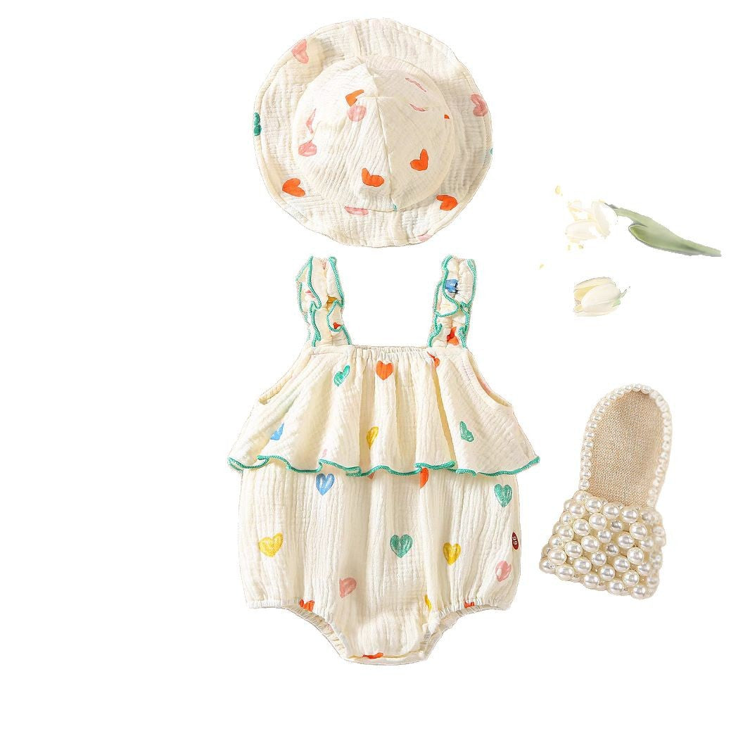 A baby onesie summer baby girl sleeveless climbing clothes girls ins floral Romper fashionable comfortable and cute