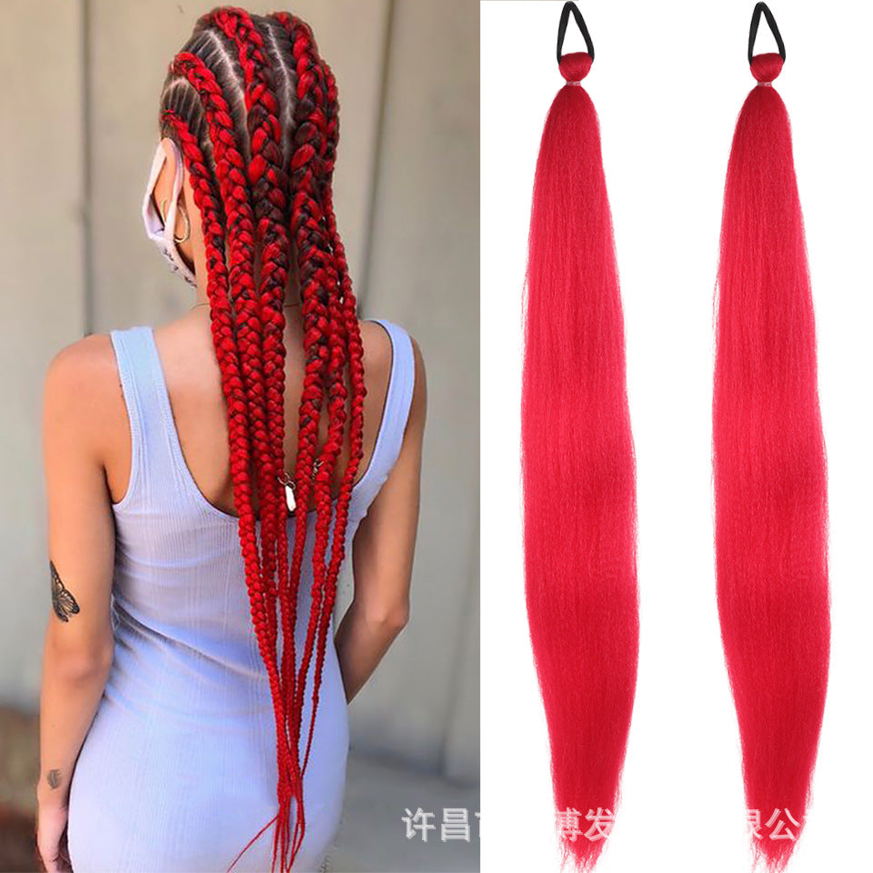 A child girl rubber band ponytail wig box braids colorful elastic rope braids ponytail wig hair extensions braids - Mixbatch