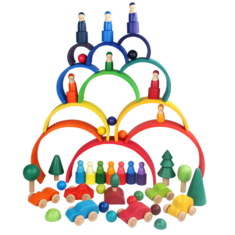 A 12 large rainbow building block arch bridge kindergarten children's educational early education pile tower stacked high doll collage toy