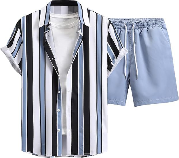 A Men's Short Sleeve Shorts Shirt Set