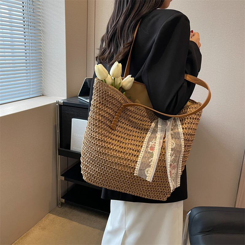 A woven bag shoulder bag