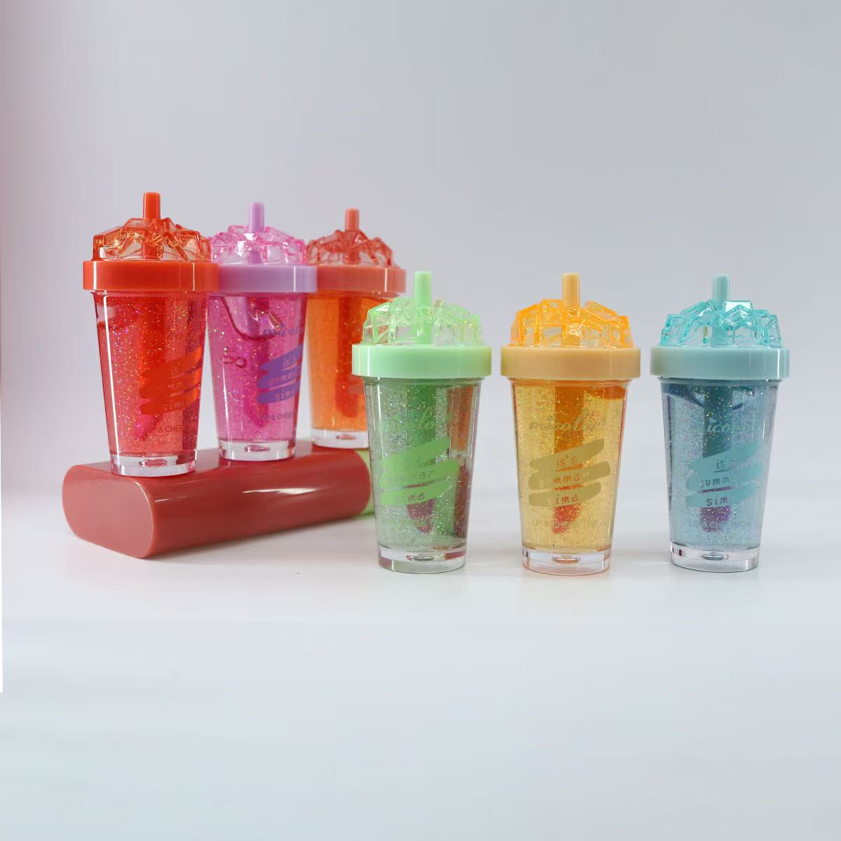 A Micolor Moisturizing Hydrating Lip Oil Cup Tropical Fruit Wine Glass Lip Gloss Anti-Cracking Lip Gloss