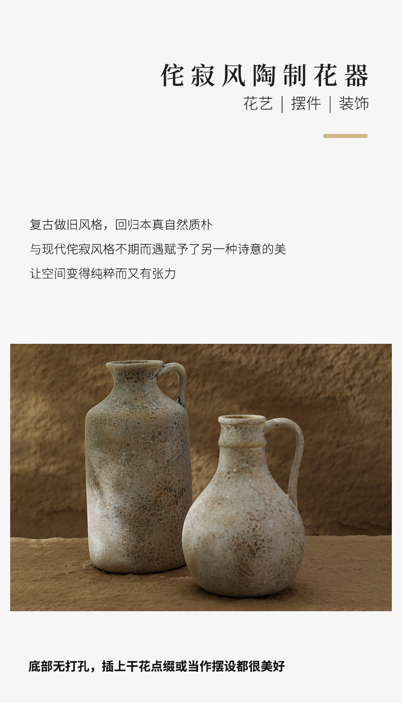 A coarse pottery handmade vase