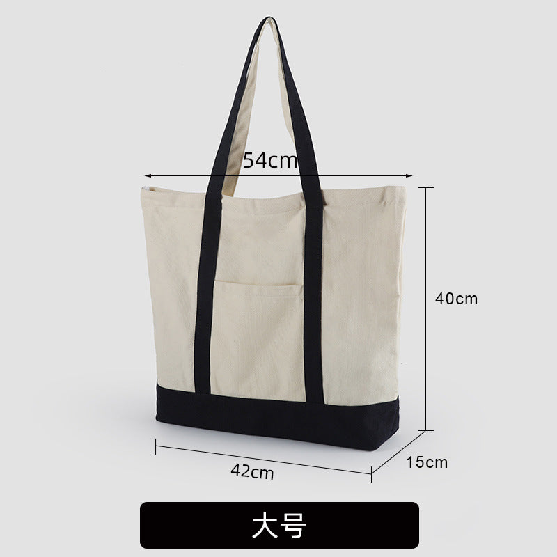 A thickened canvas supermarket environmental protection bag large capacity new cross-border grocery shopping bag strong zipper tote bag can be printed logo - Mixbatch