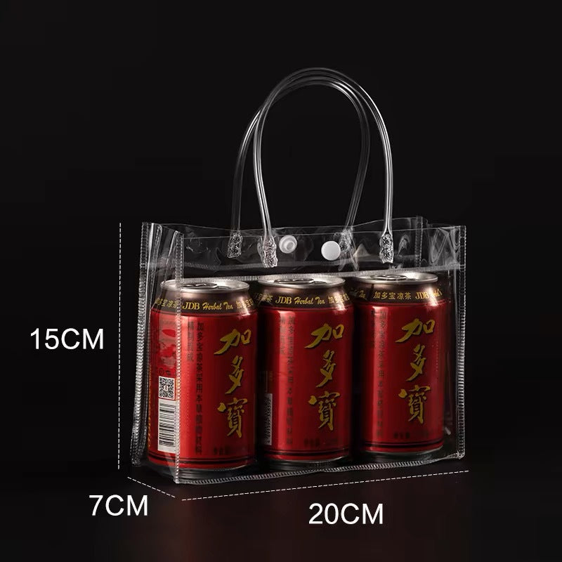 A spot stall pvc plastic tote bag transparent hose thickened red wine packaging bag gift bag
