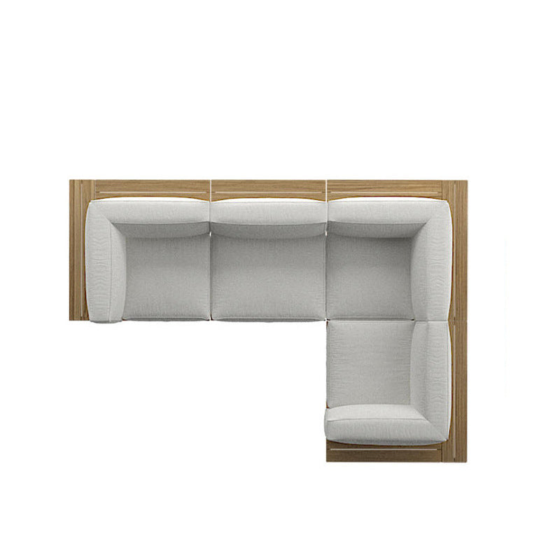 A teak outdoor sofa combination villa courtyard furniture Nordic style high-end garden hotel terrace solid wood sofa chair - Mixbatch