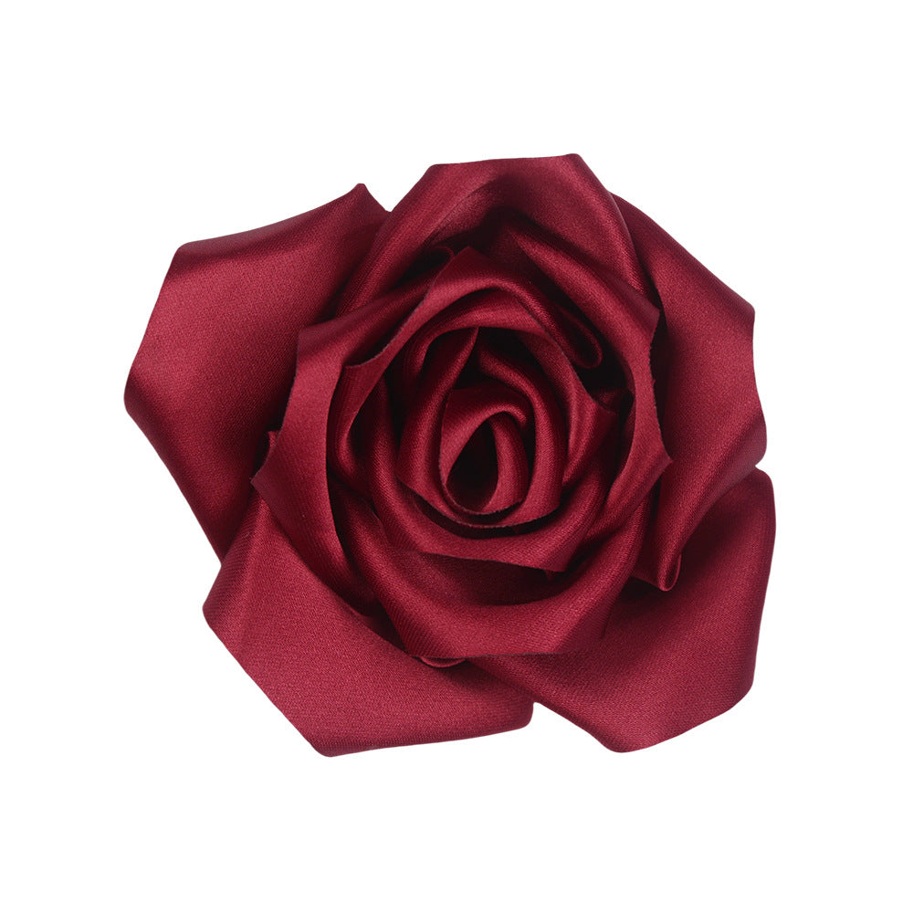 A retro rose bud high-grade satin three-dimensional silk cloth large flower DIY neck flower brooch clothing shoes and hats accessories - Mixbatch