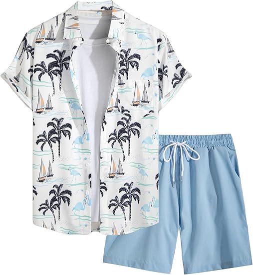 A Men's Short Sleeve Shorts Shirt Set