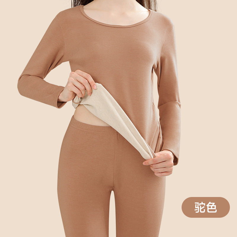 A wool silk German velvet men's thermal underwear suit women's thickened AB-sided long johns men's bottoming shirt women's autumn and winter - Mixbatch