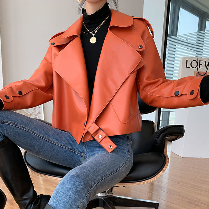 A sheepskin women's leather jacket