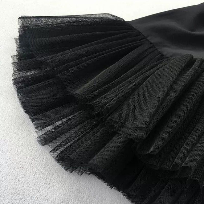 A Lined with a tulle skirt and a maxi skirt