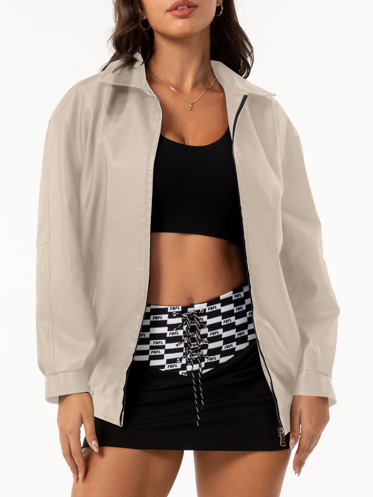 A women's leather jacket
