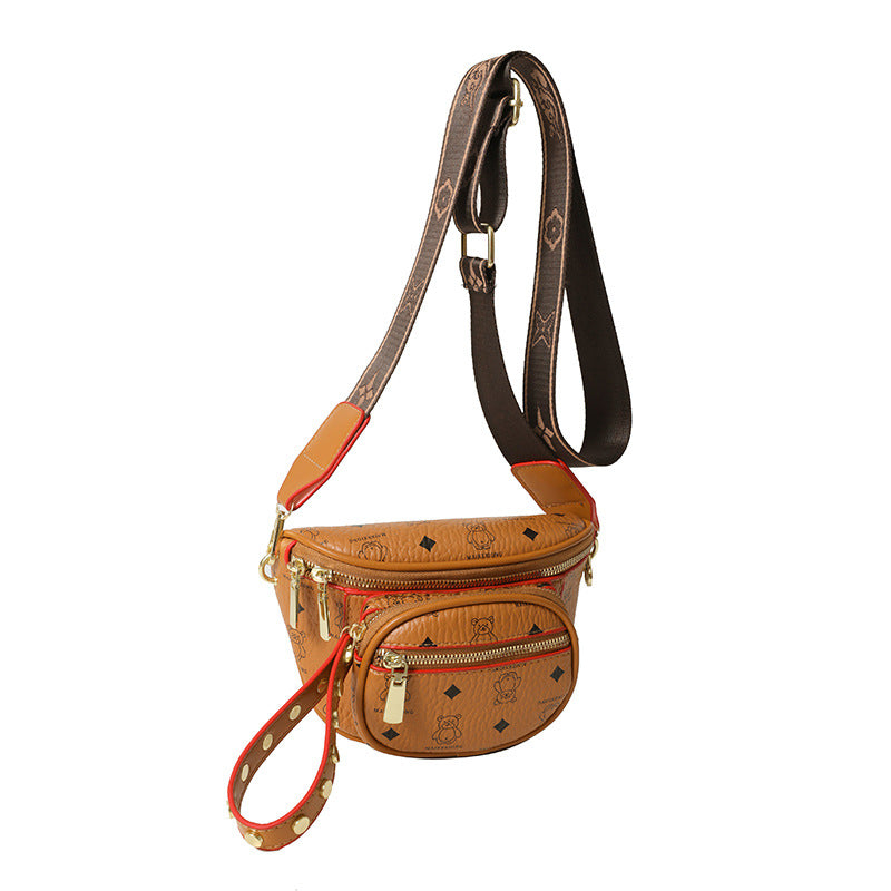 A new retro multi-layer shoulder messenger bag simple fashion with ribbon breast bag women's trend