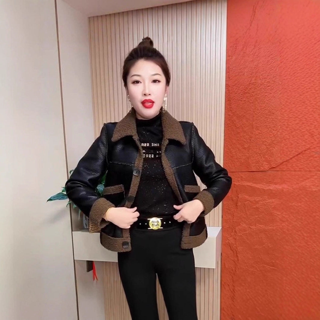 A women's leather jacket
