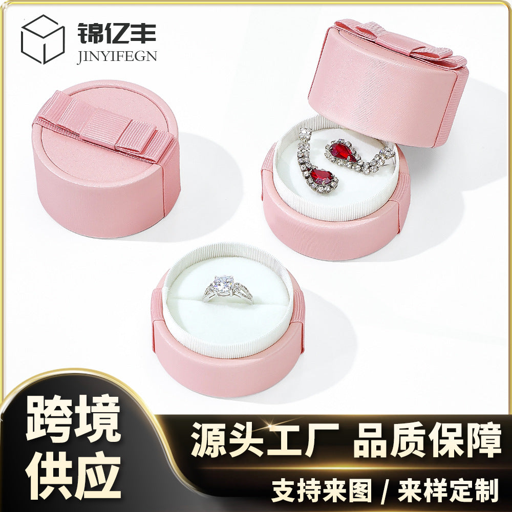 A Round Ribbon Bow Jewelry Box