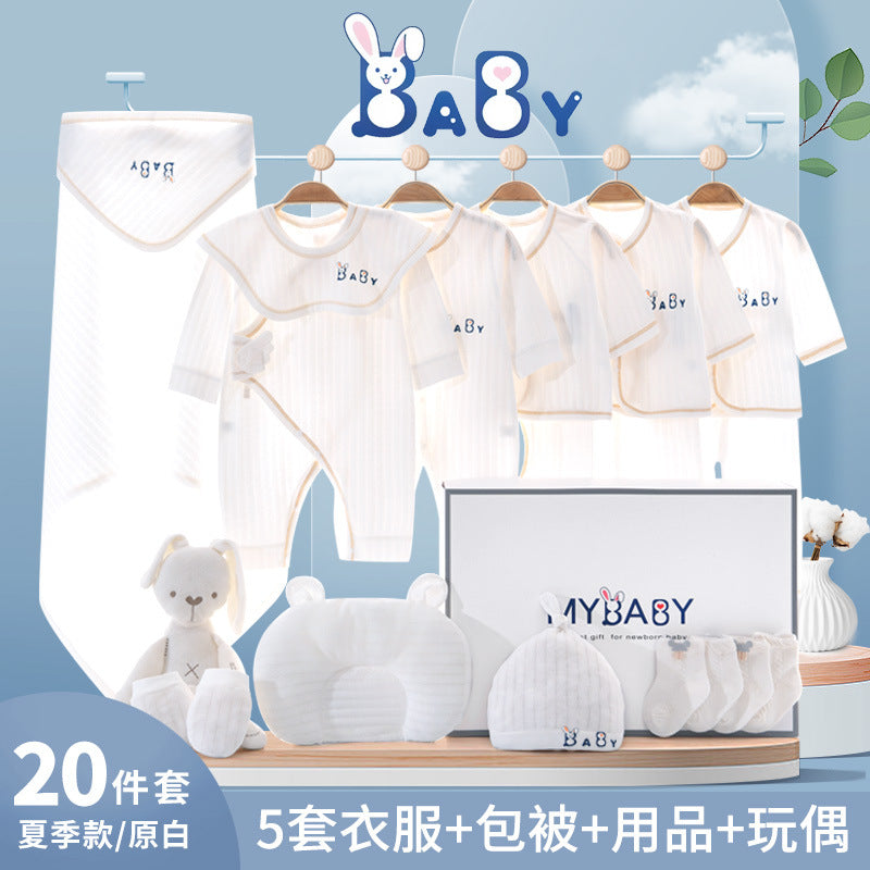 A6 Newborn baby clothes gift box, summer thin newborn full moon baby pure cotton suit, newborn gift high-end - Mixbatch