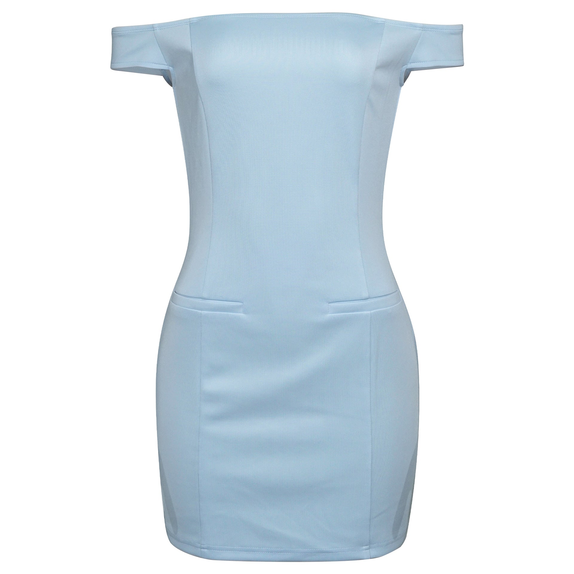 D096DS European and American cross-border 2025 spring new one-word shoulder first hand waist slim skirt solid color dress women - Mixbatch