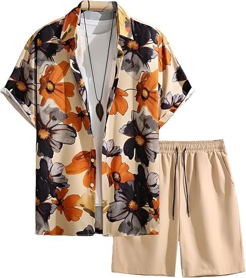 A Men's Short Sleeve Shorts Shirt Set