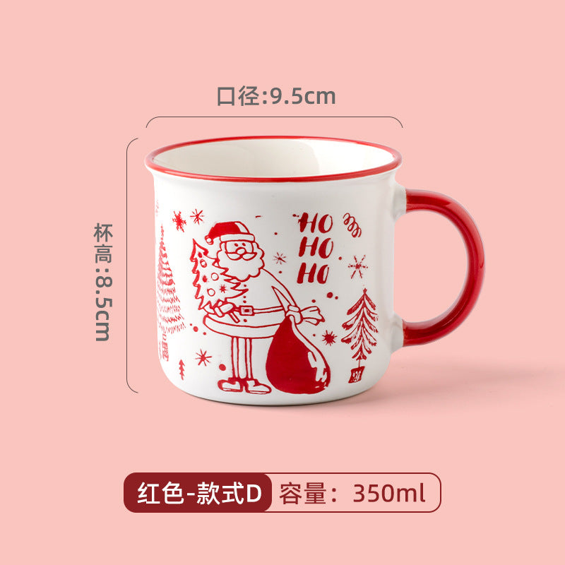 A Christmas mug creative cute cartoon ceramic cup girls coffee cup teacup holiday gift cup