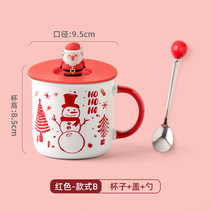 A Christmas mug creative cute cartoon ceramic cup girls coffee cup teacup holiday gift cup