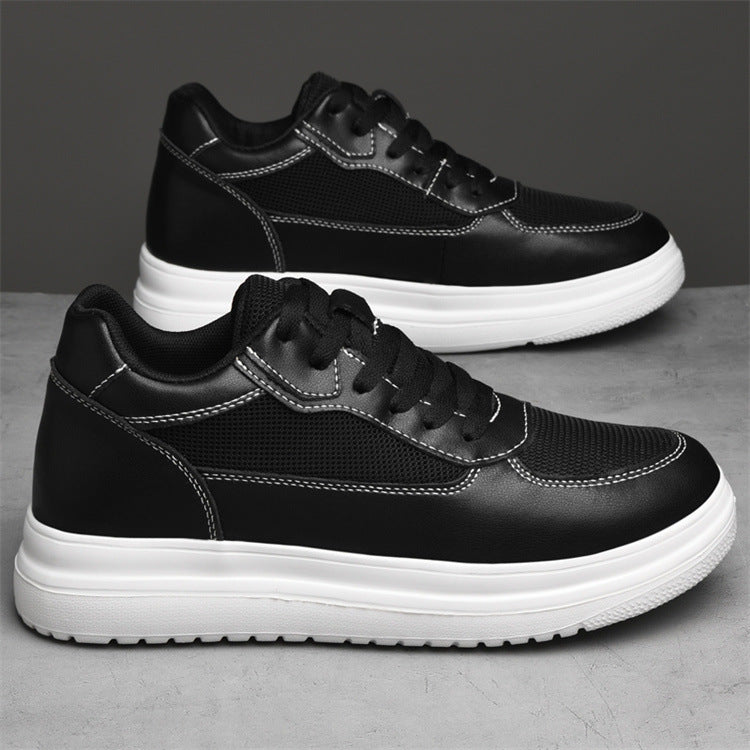 A men's shoes summer breathable couple heightening shoes 8cm men's cowhide inner