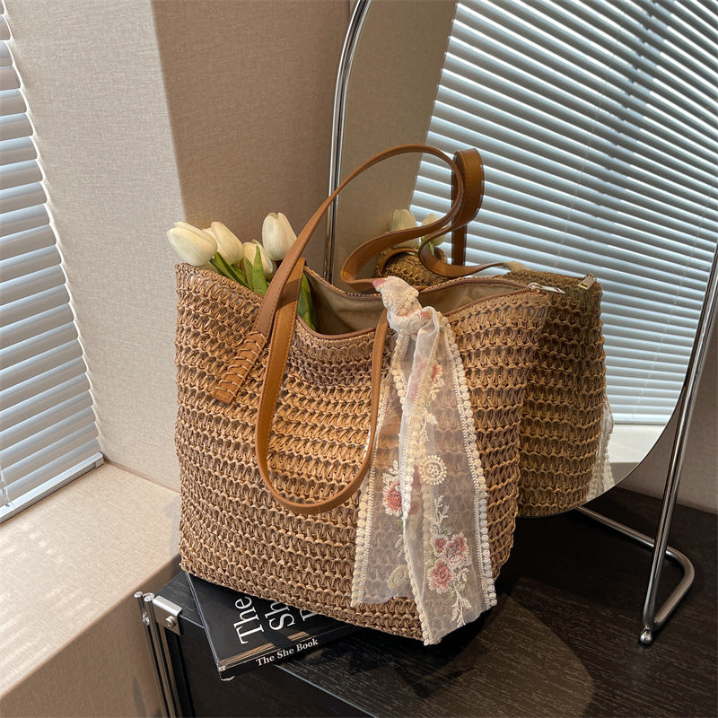 A woven bag shoulder bag