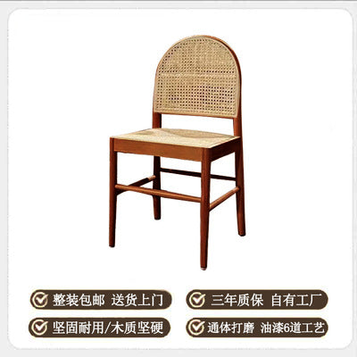 A solid wood rattan chair