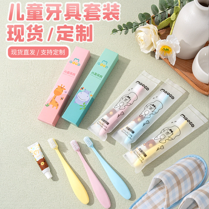 Theme hotel children's disposable toothbrush with toothpaste slippers soft bristle tooth set