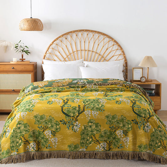 A cotton tassel blanket towel quilt