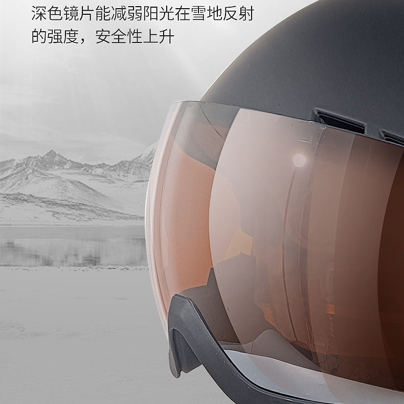 A ski helmet goggles