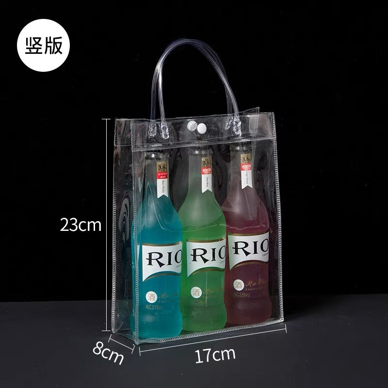 A spot stall pvc plastic tote bag transparent hose thickened red wine packaging bag gift bag