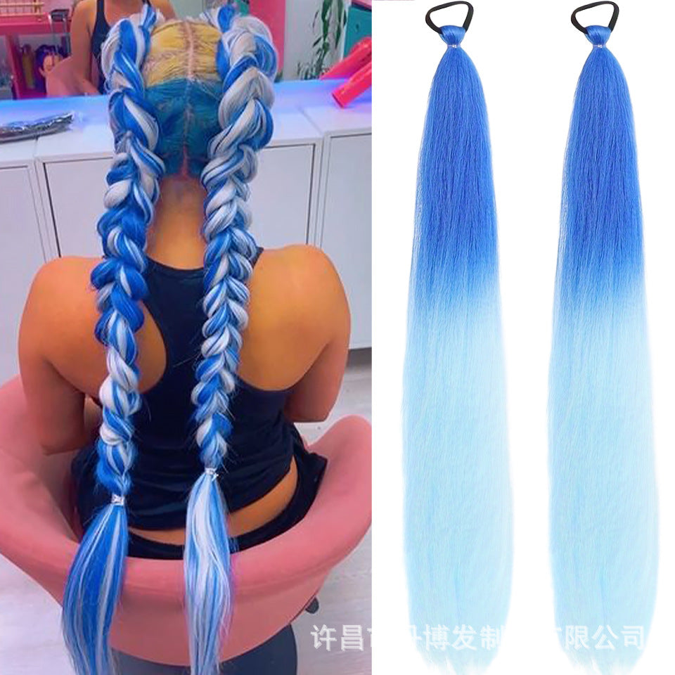 A child girl rubber band ponytail wig box braids colorful elastic rope braids ponytail wig hair extensions braids - Mixbatch