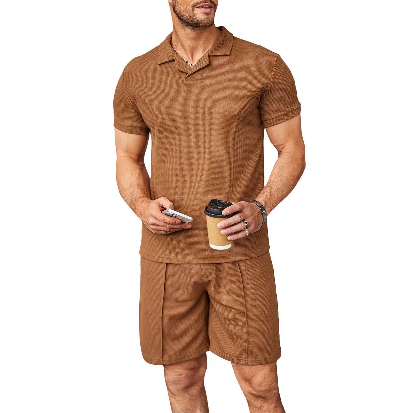 A polo shirt V-neck short-sleeved men's suit