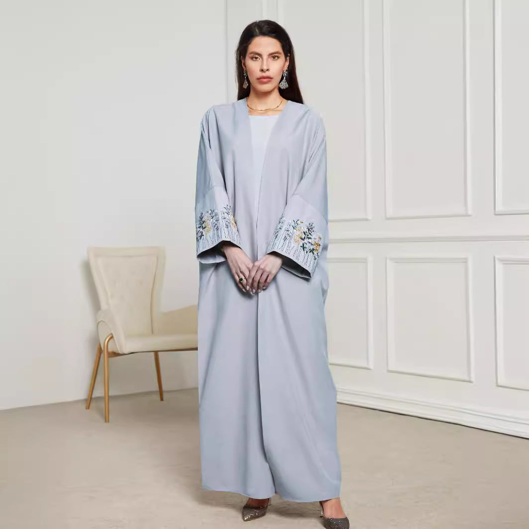 Middle Eastern Muslim Clothing Robe Embroidered Cardigan Dress Long Dress Bat Sleeve - Mixbatch