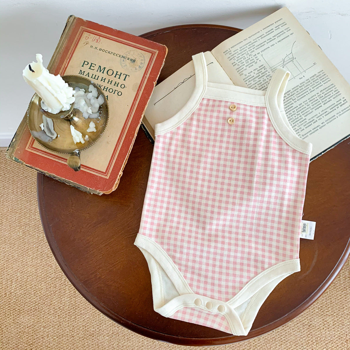 A baby summer camisole, fart jacket, ins, baby sleeveless, soft plaid hayi, one-piece climbing suit - Mixbatch