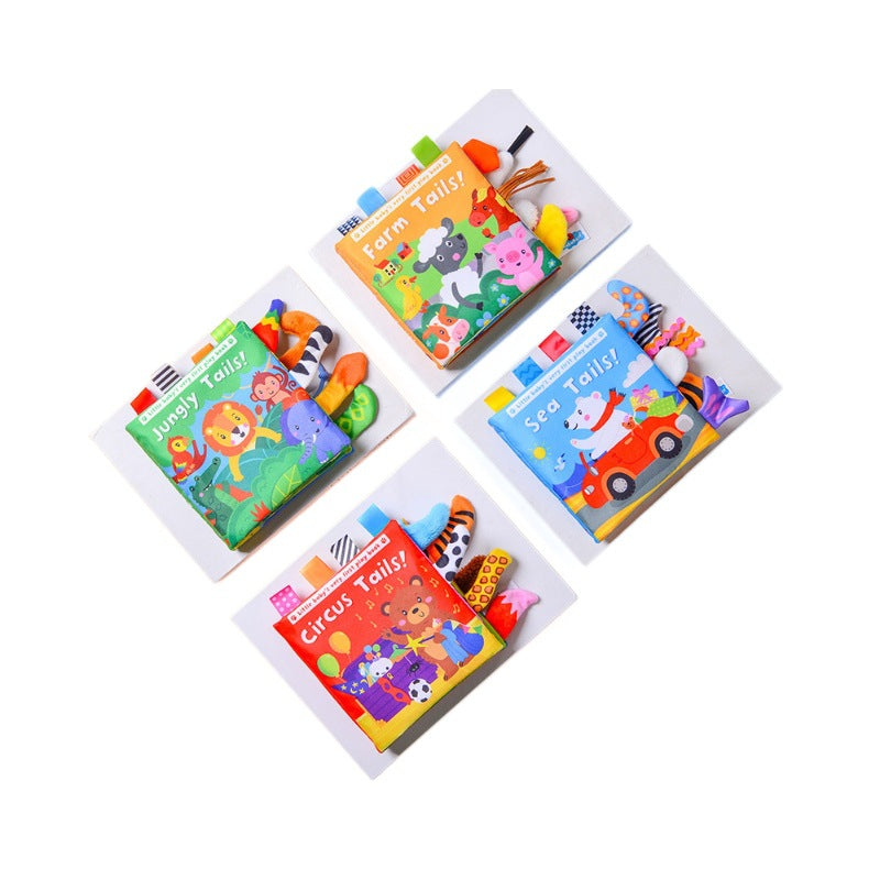 Animal Tail Cloth Book Baby Ringing Paper Cloth Book 0-1 Year Old Infant Toy Enlightenment Early Education Cloth Book