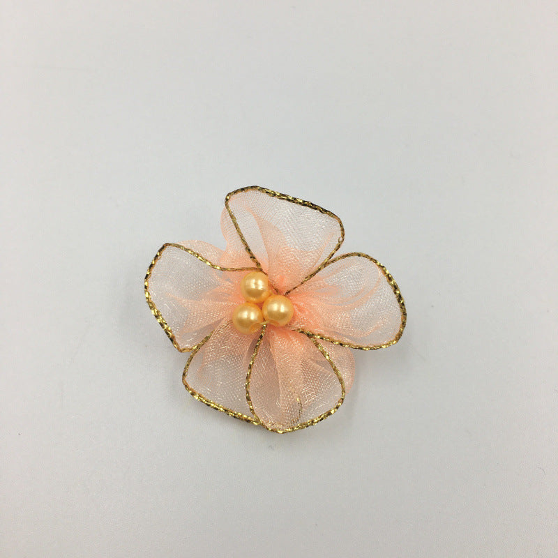 A Simulation plum blossom, flower with pearl snow yarn Phnom Penh snow yarn small flower ribbon flower shoe flower clothing flower wholesale - Mixbatch