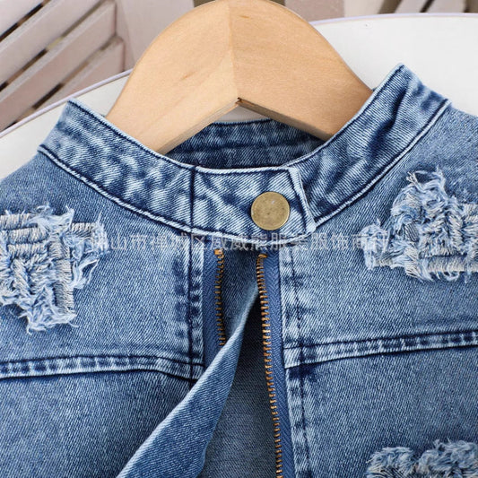 A children's denim three-piece set