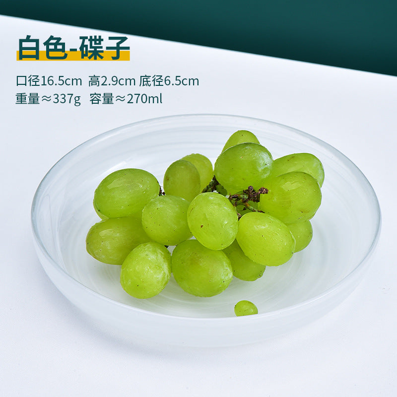 A Flanged glass dish set Plate tableware Living room Home Chinese creative ink fruit salad bowl Rice bowl