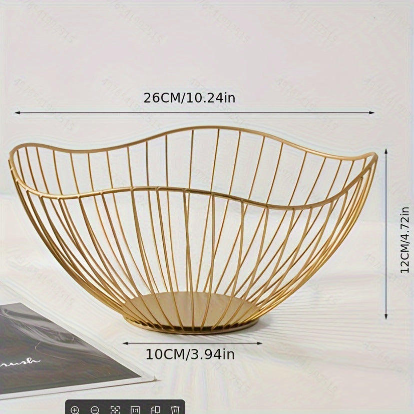 A wrought iron snack fruit plate