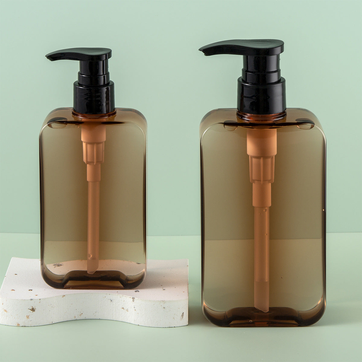 A Spot 300ml brown shampoo body wash bottle 200ml flat square body lotion sub-packaging lotion bottle - Mixbatch